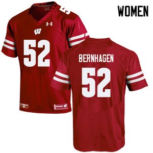 Women's Wisconsin Badgers NCAA #52 Josh Bernhagen Red Authentic Under Armour Stitched College Football Jersey RX31E88CY